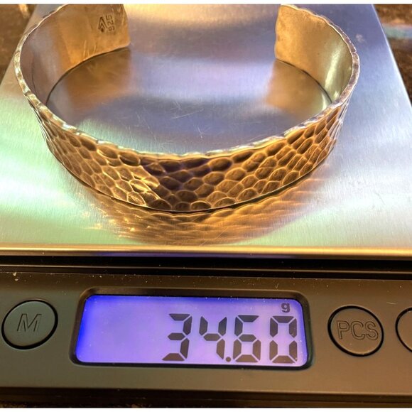 Retired Silpada Silver 925 chunky Hammered Cuff B0851 Artisan unisex signed - Picture 5 of 5